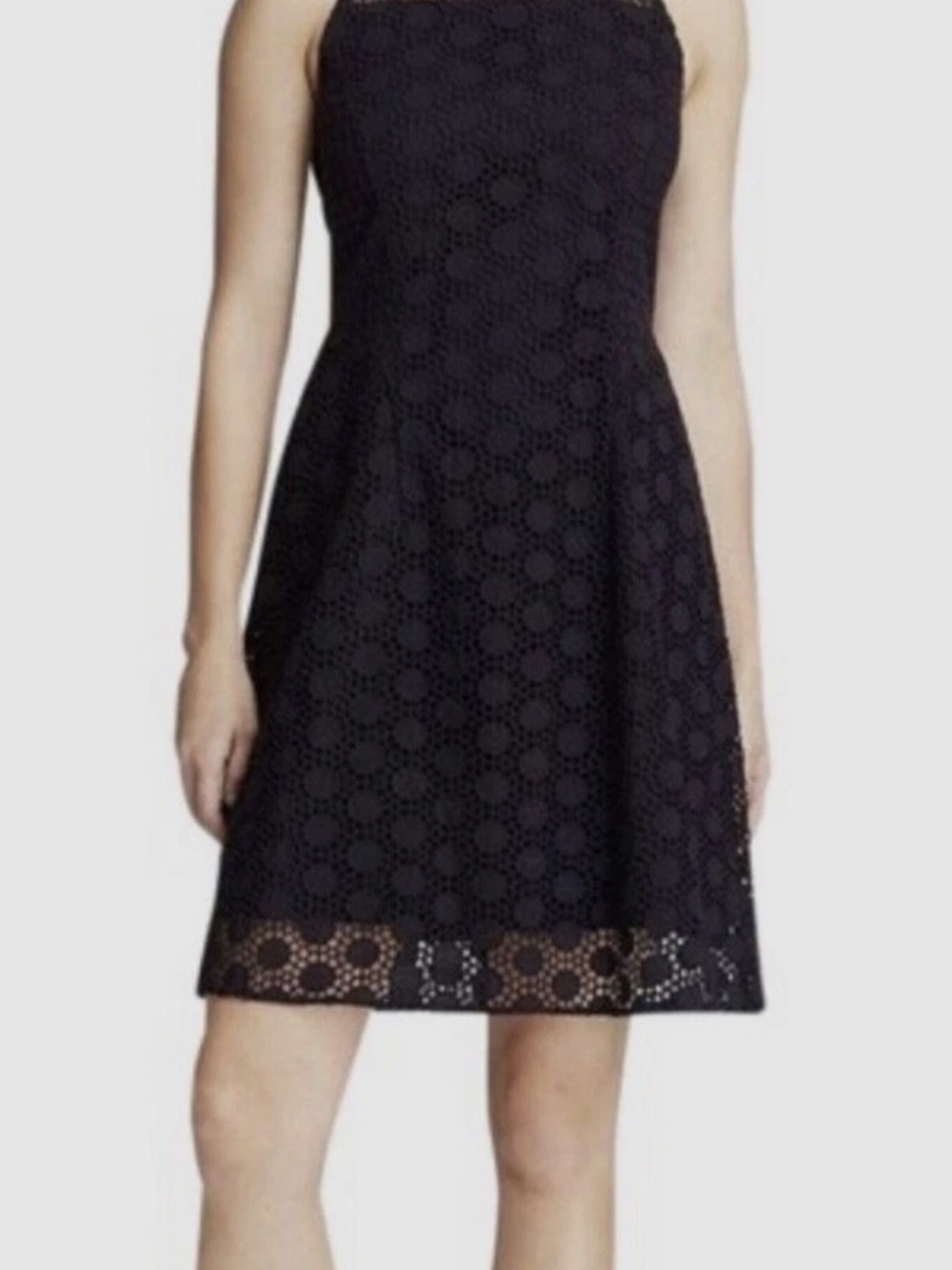 Tory Burch Navy Blue Eyelet A-Line Mini Dress